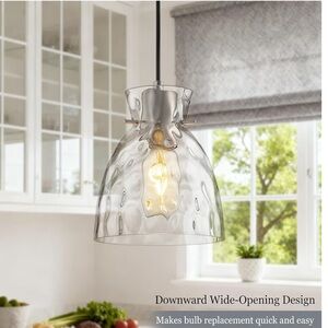 NEW Hammered hand blown Glass Pendant Light fixture - modern farmhouse fixture